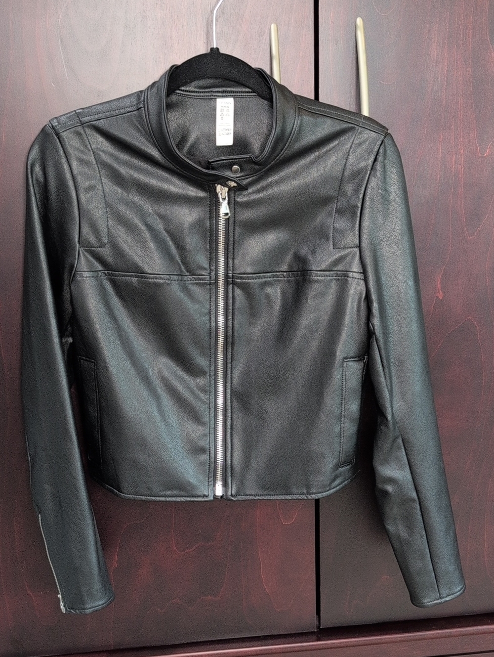 Spanx Faux Leather Bomber Jacket M